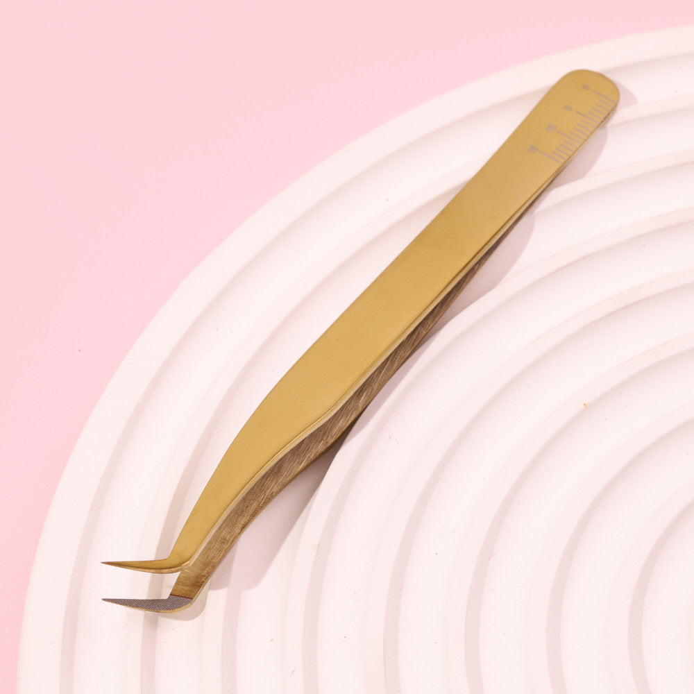 Shiny Gold Lash Tweezers - Fiber Tip