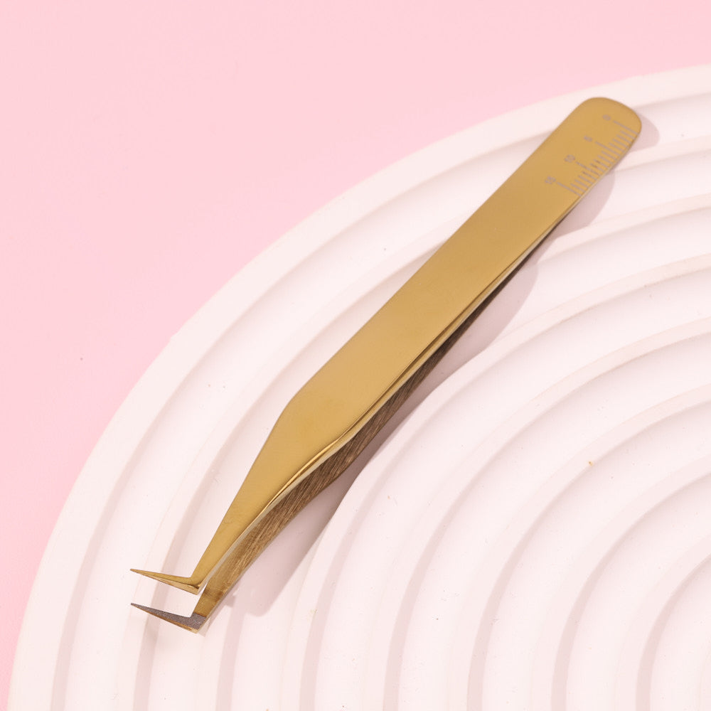 Shiny Gold Lash Tweezers - Fiber Tip