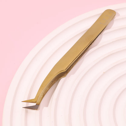 Shiny Gold Lash Tweezers - Fiber Tip