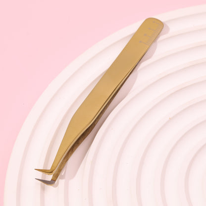 Shiny Gold Lash Tweezers - Fiber Tip