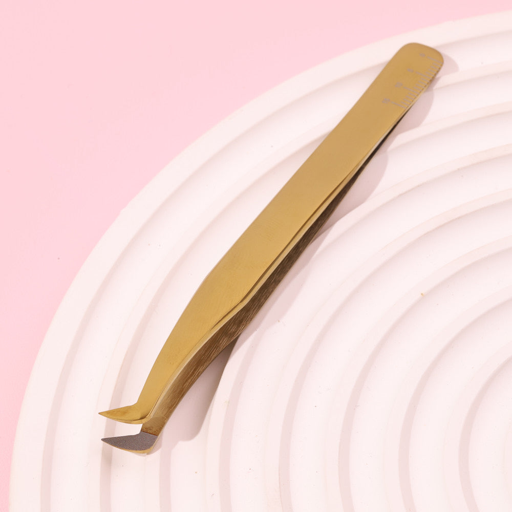 Shiny Gold Lash Tweezers - Fiber Tip