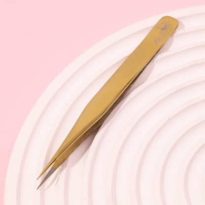 Shiny Gold Lash Tweezers - Fiber Tip