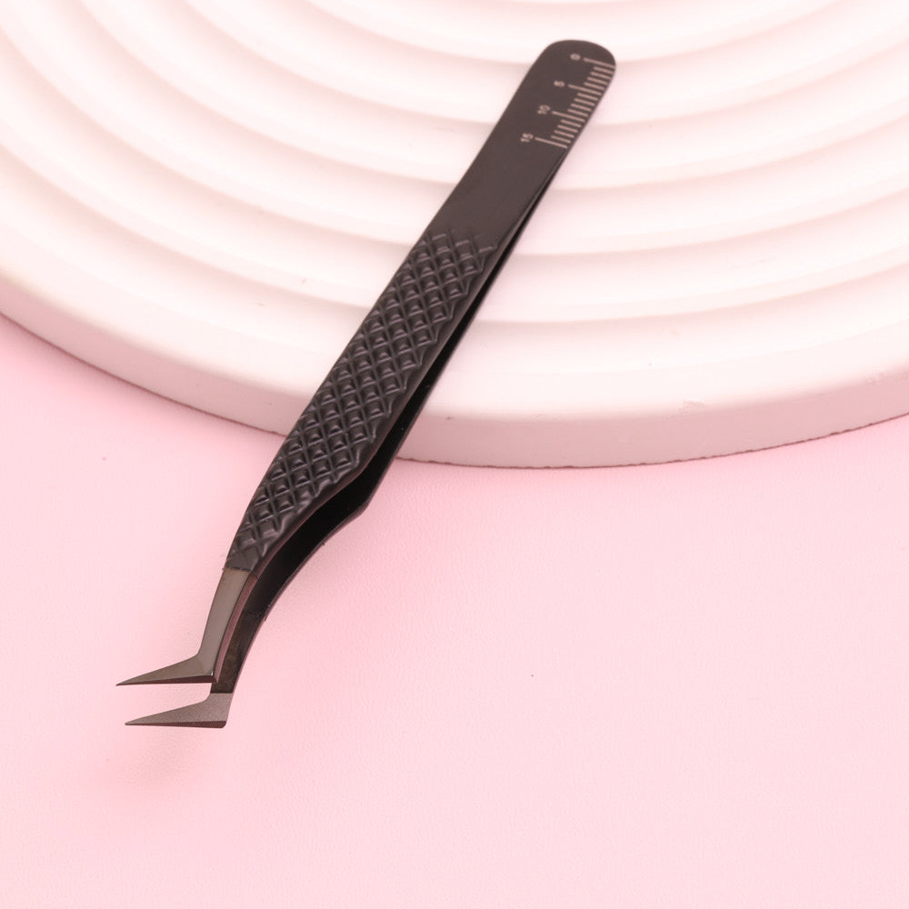 Matte Black Lash Tweezers - Fiber Tip